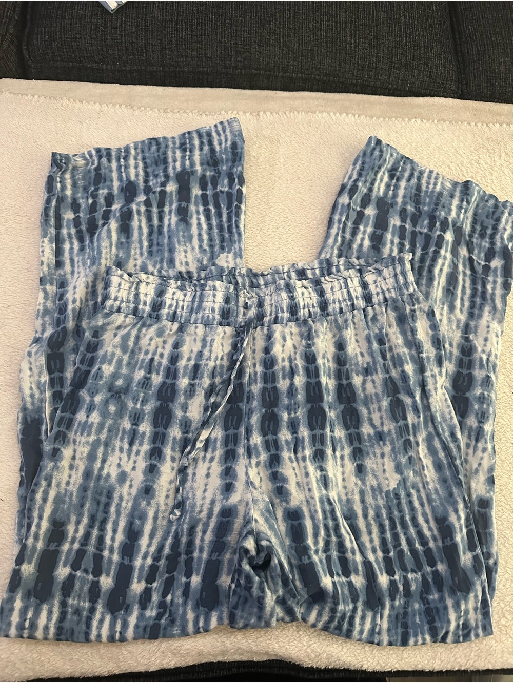 Joe B Blue and White Tie-Dye Wide-Leg Leggings